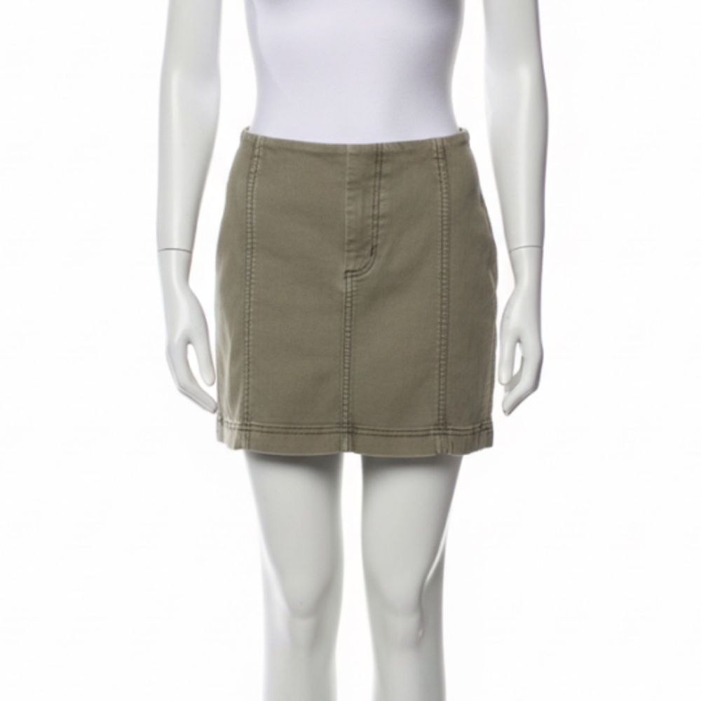 Free people green denim mini skirt